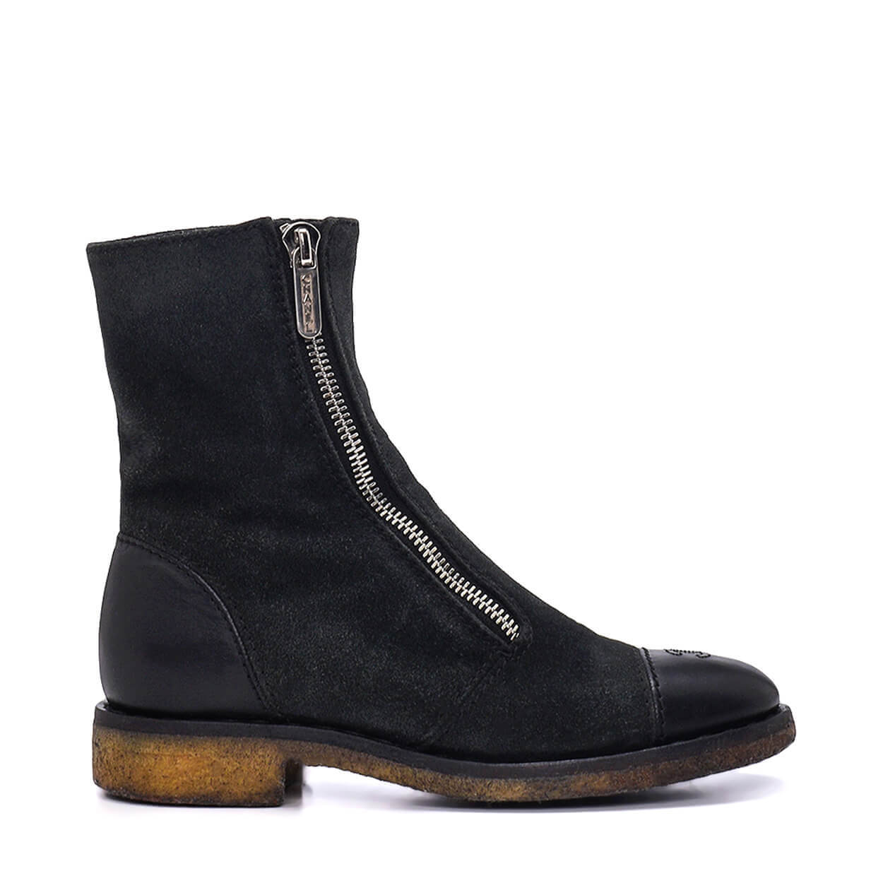 Chanel - Black Suede Zip Details Boots 